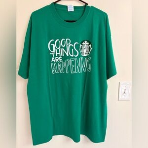 Starbucks rare “Good Things Are Happening” Graphic Tee XL Like New Partner Shirt